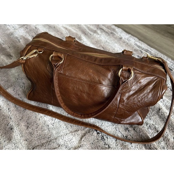 Lauren Merkin Handbags - Y2K Lauren Merkin Brown Leather Satchel Duffel Top Handle Shoulder Bag Purse
